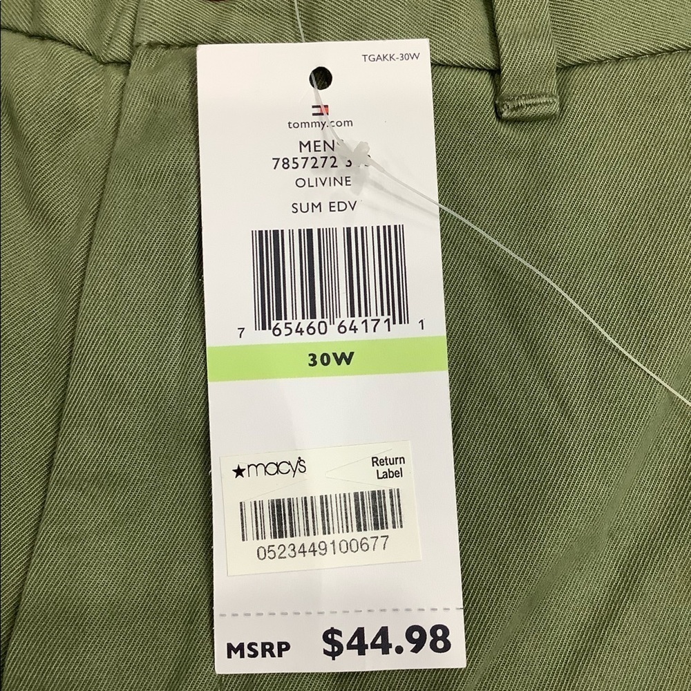 Men's Tommy Hilfiger 30 Small Khakis Chino Shorts Olive Green Stretch Twill NWT - Picture 9 of 10